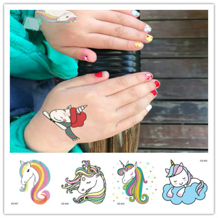 

1Sheet Colorful Cute Cartoon Unicorn Nail Sticker Nails Color Flower Stickers Nails Nail Art Water Transfer Stickers Decals Ts03