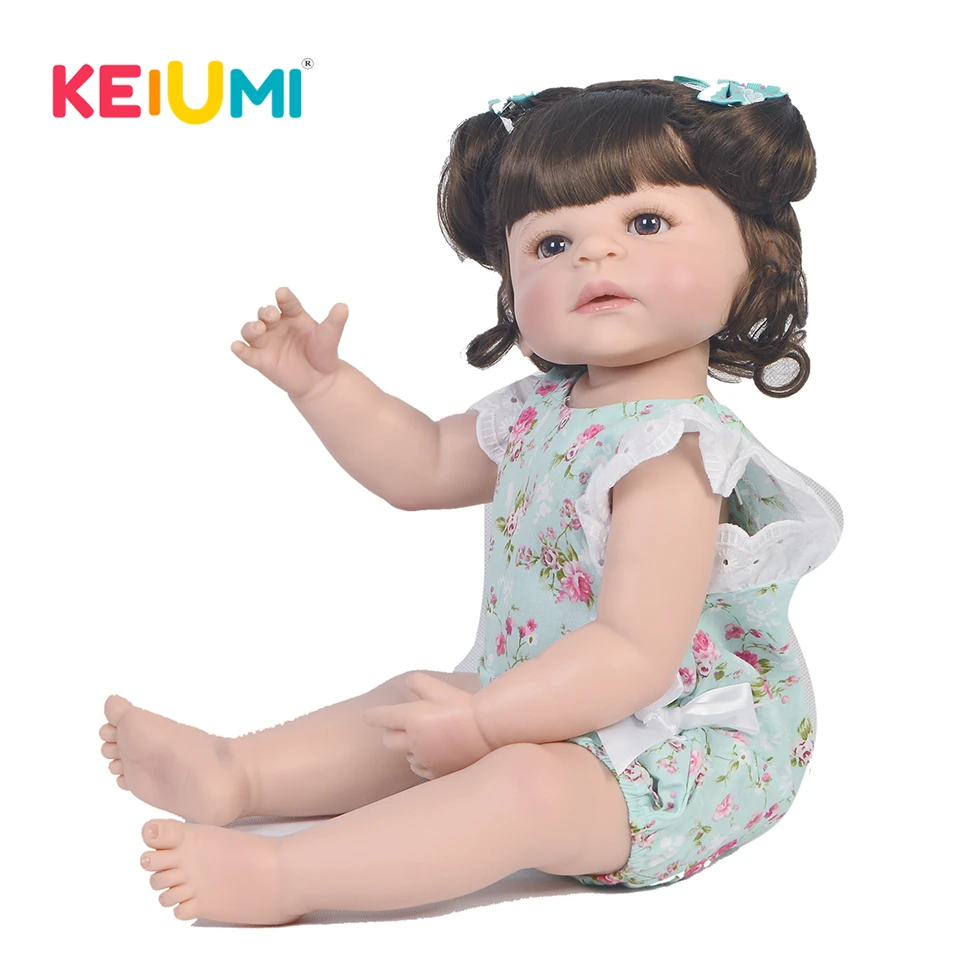 

KEIUMI 22 Inch Reborn Alive Doll Full Body Silicone 55 cm Lifelike Princess Baby Toy Doll DIY Hair Children's Day Gift Kid Play