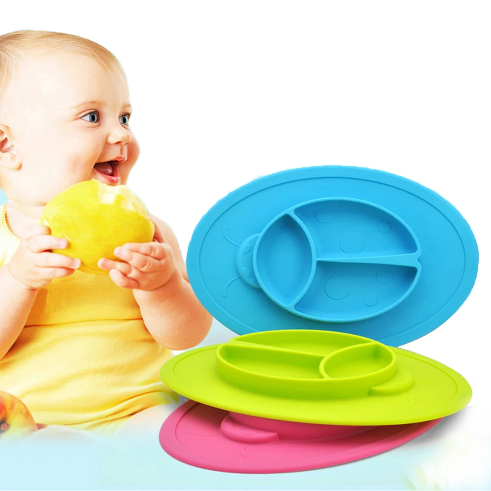 Silicone Anak Piring Hidangan Makan Malam Bayi Senyum Kartun Desain