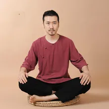 Мужской набор для йоги для начинающих, натуральный льняной хлопковый комплект для йоги из двух предметов, китайский костюм дзен, для улицы, в помещении, для бега, для танца Тачи