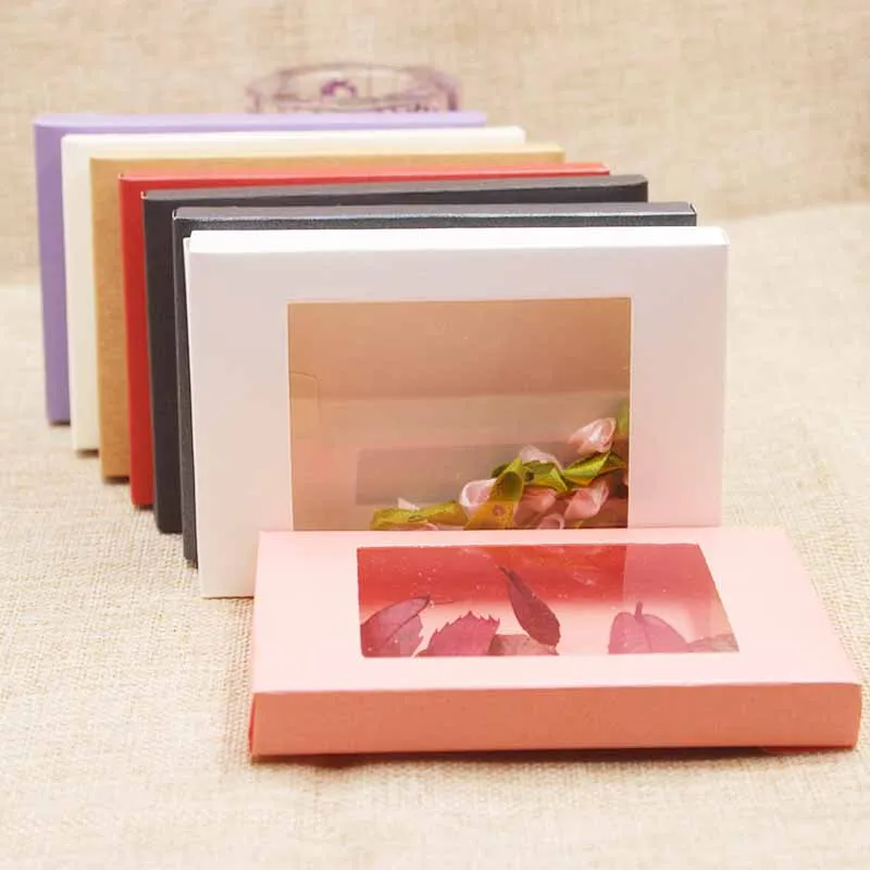 Роскошная разноцветная бумажная Подарочная посылка и витрина с прозрачным ПВХ окном, свадебные конфетные сувениры, искусство и крафты, посылка, коробка, 10 шт