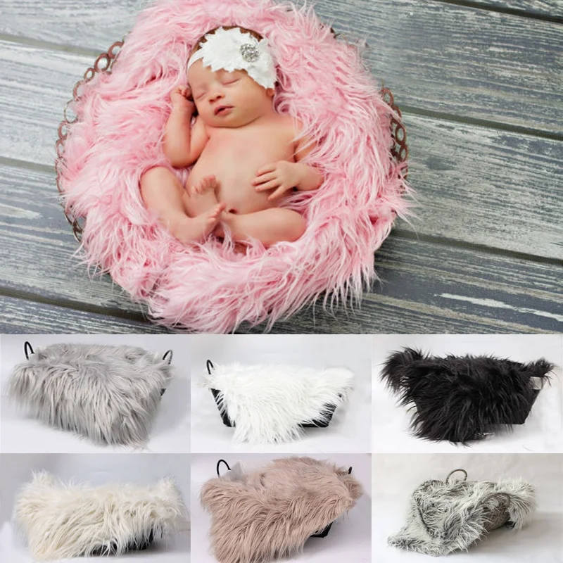 50 * 60cm Newborn Baby Soft Faux Fur Blankets Photography Fur Blankets
