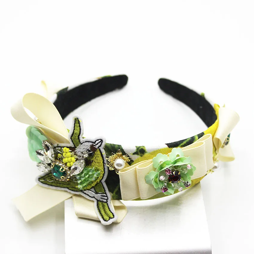 

New Baroque headband with gem handmade bird geometry hair hoop Street beat wild headband 914
