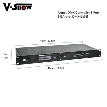 

1pc Artnet Dmx Controller 8 Port Converter Output 8x512 4096 Channels For Satge Dj Light Control