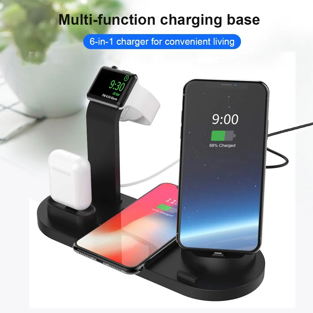 

3 in 1 Qi 10w for iphone xiaomi Samsung for AirPods smartwatch USB type c wireless Fast charger induction charging station dock