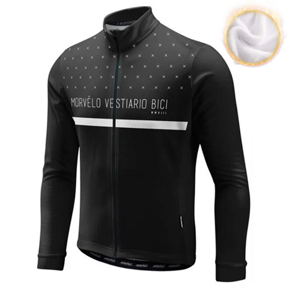 Зимняя Теплая Флисовая Мужская велосипедная Джерси Morvelo с длинным рукавом Ropa