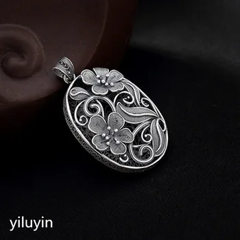 

KJJEAXCMY Fine jewelry S990, hollowed out, clover flowers, riches and fringes, pure silver Thai silver sweater chain pendant