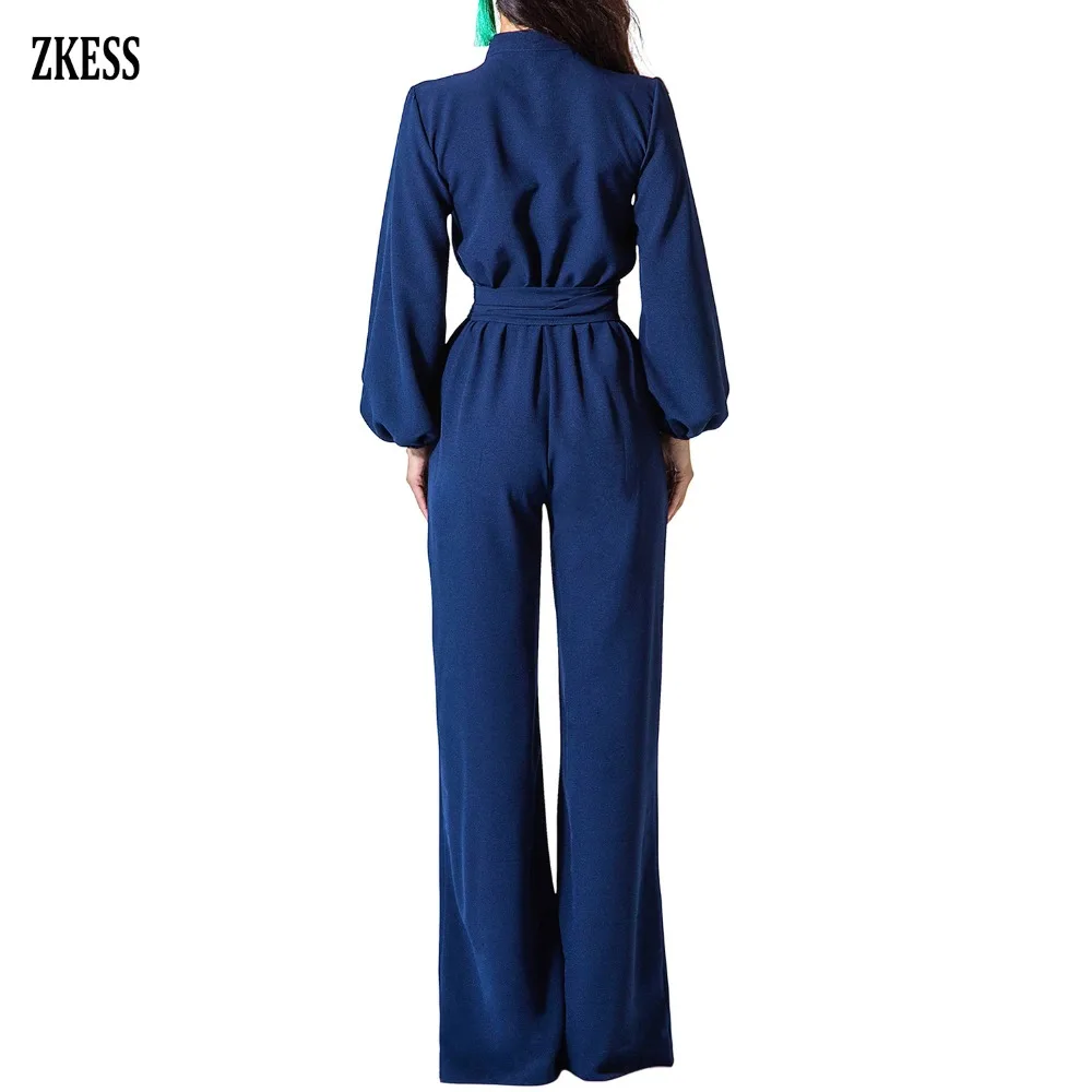 Indigo-Lantern-Sleeve-Belted-Wide-Leg-Jumpsuit-LC64468-5-2