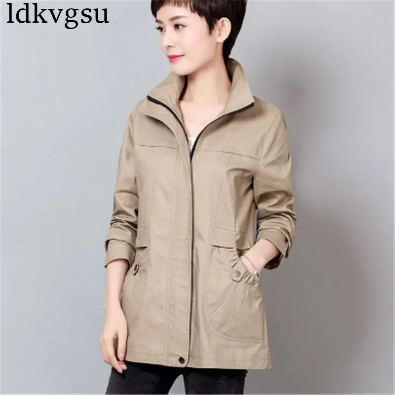 

Fashion Spring Autumn Short Jackets Mothers Casual Plus Size Ladies Windbreaker Coats 2019 New Middle-aged Women's Clothing N401