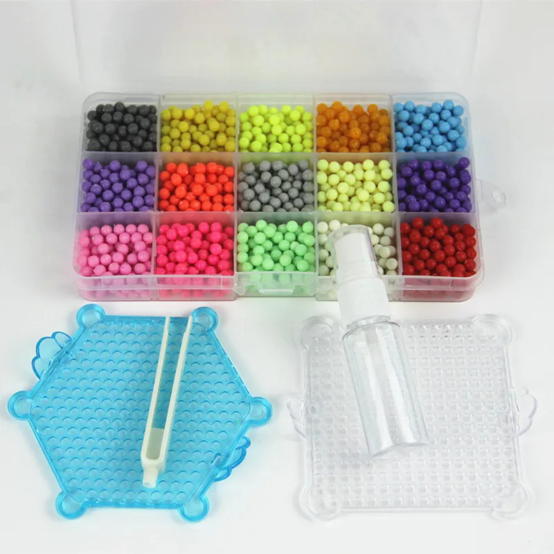 Online 15 cuentas adhesivas de agua de Color Fuse beunids ADS Jigsaw 1800 piezas cuentas de agua enlace Perler Beads Pegboard Set de juguete para niños puzle