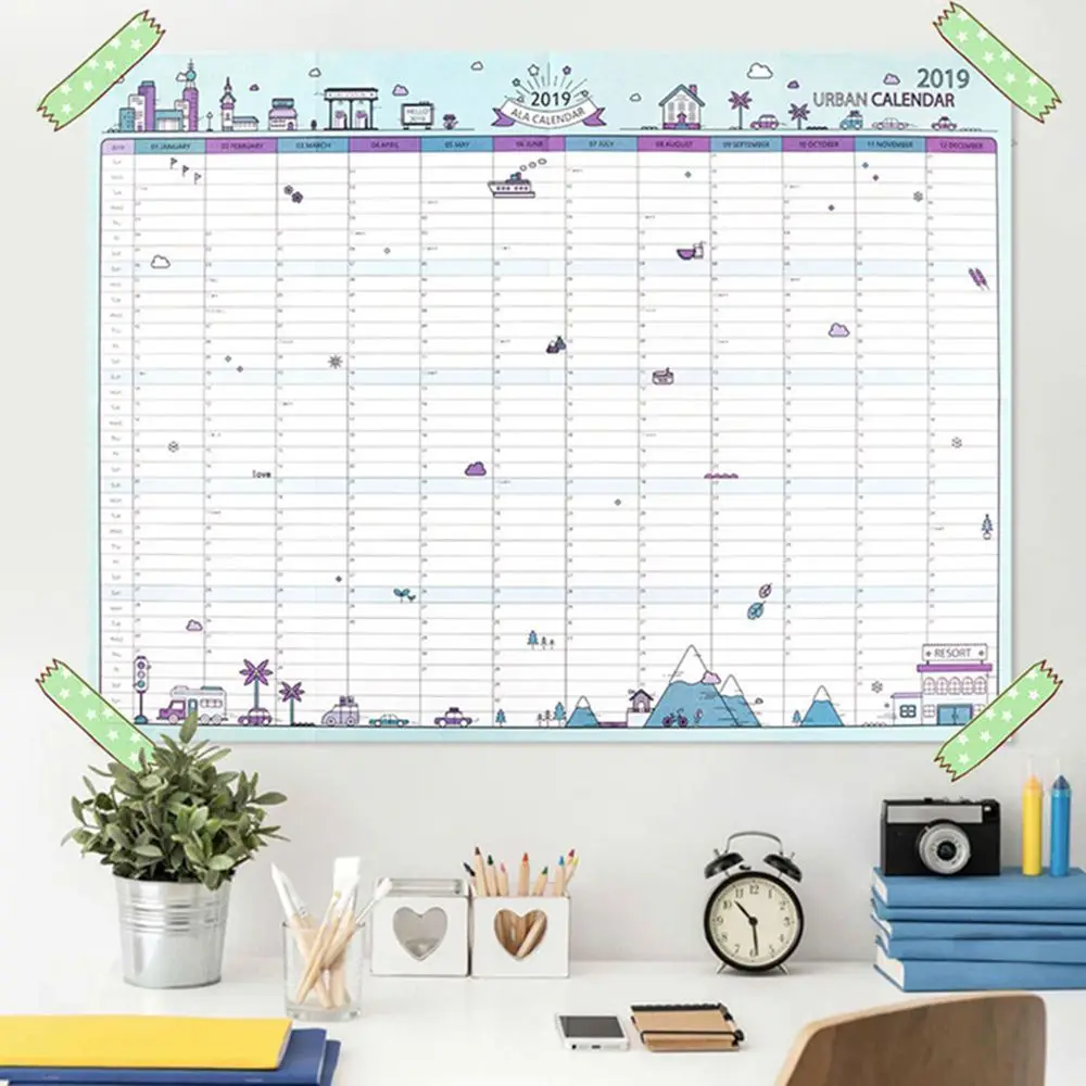 365days Paper Wall Calendar Office School Daily Planner Notes, Very Large Study New Year Plan Schedule 43*58cm