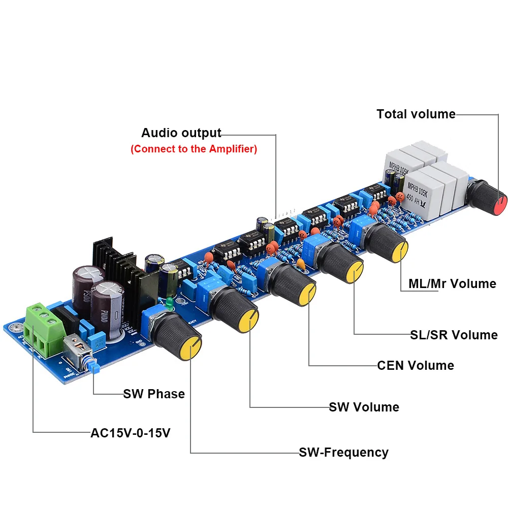 AC15V-0-AC15V Hi-Fi предусилитель 5,1 панель управления громкостью громкость тон эквалайзер плата управления DIY наборы 12003200