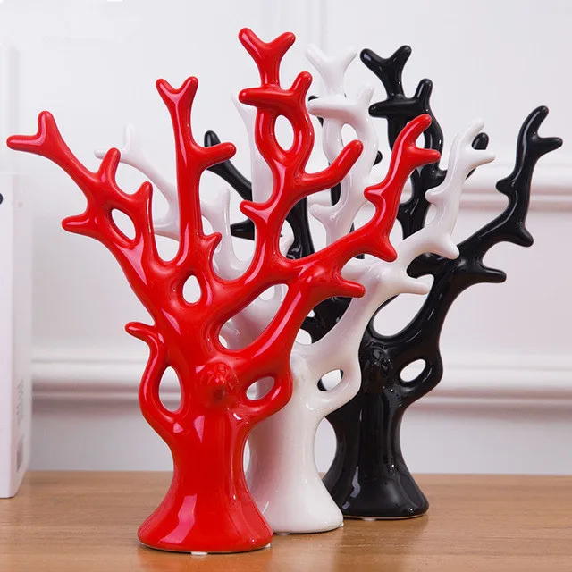 

Holiday Gift Desktop Furnishing Articles Ceramic Yellow Black White Red Color Decorative Trees Chinese Style Rich Tree Coral