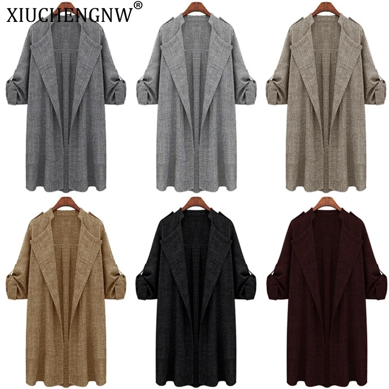 Long Trench Coat Women Clothing Plus Size Coat Loose Cape Womens Tops Blouses Trench Coats Solid Color Office Fashion Fall Wear