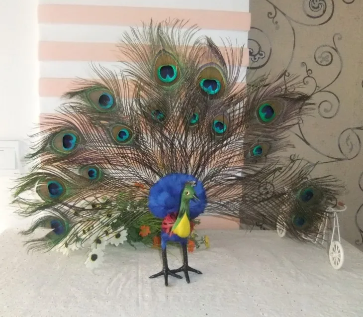New Beautiful Simulation Peacock Toy Lovely Lifelike Handicraft Peacock