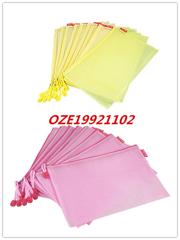 

Yellow Pink Soft Plastic B5 Paper Size Document Flies Holder Zipper Closure Bags