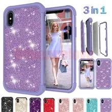 100 шт Блестящий Алмазный противоударный чехол для iPhone XS Max робот-гибрид Жесткий Чехол для iPhone XS XR XS Max 7 8 чехол для телефона