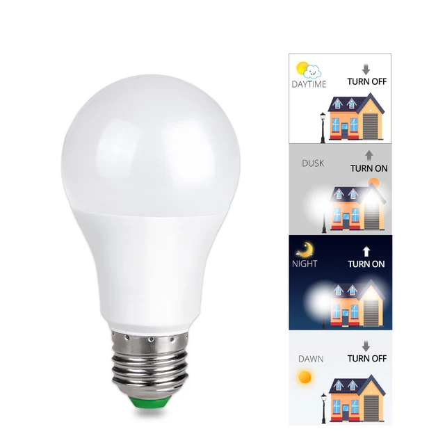 Vacamm LED Street Lights 10W Lampada Dusk to Dawn Lamp Bulb Day Sensor Light For Home Porch Hallway Emergency Night Lighting