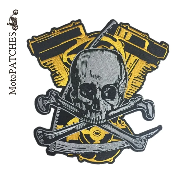 

Big Biker Patches Oversize Harley Cigarette Butts Skeleton Badges Logo Embroidered Motorcycles Custom Made Iron On Patches