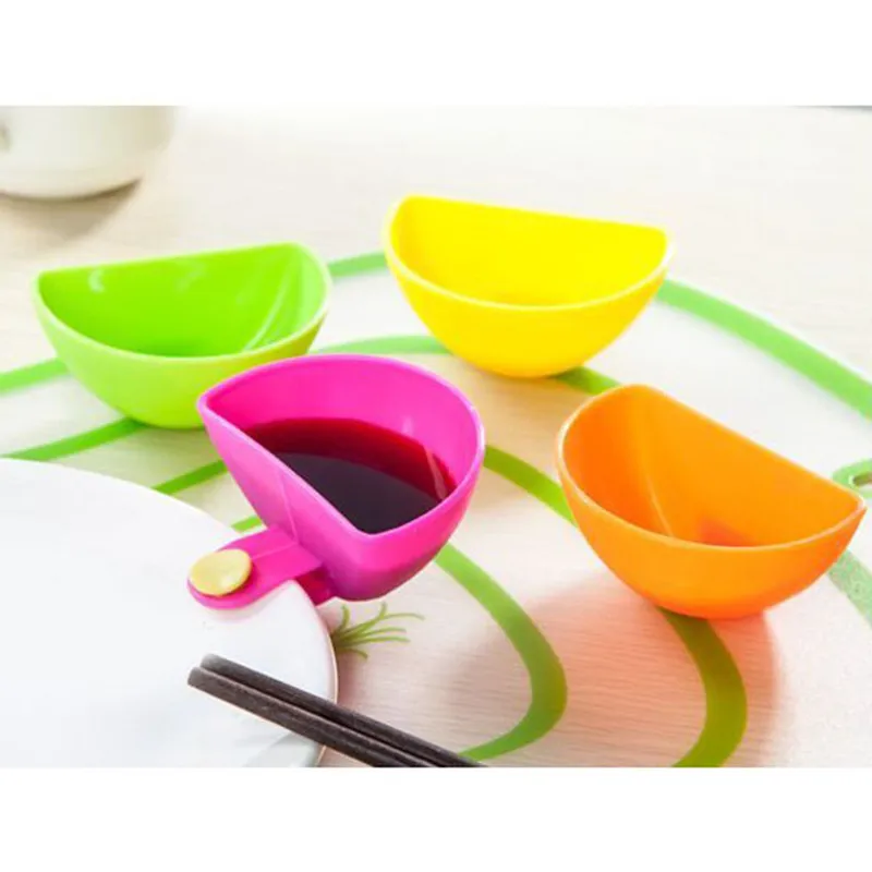 

4PCS/lot Dip Saucers Assorted Salad Sauce Ketchup Jam Dip Clip Cup Bowl for Tomato Salt Vinegar Sugar Flavor Splice