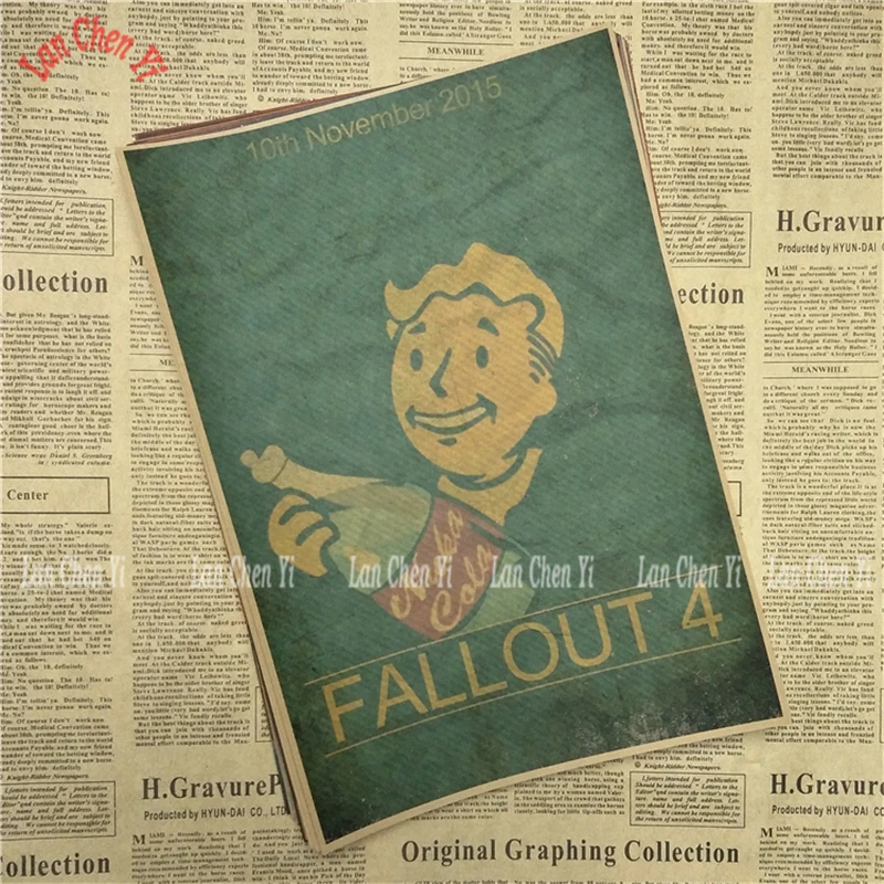 Fallout Классическая игра крафт-бумага Плакат Бар Кафе гостиная столовая настенные декоративные картины - Цвет: Черный