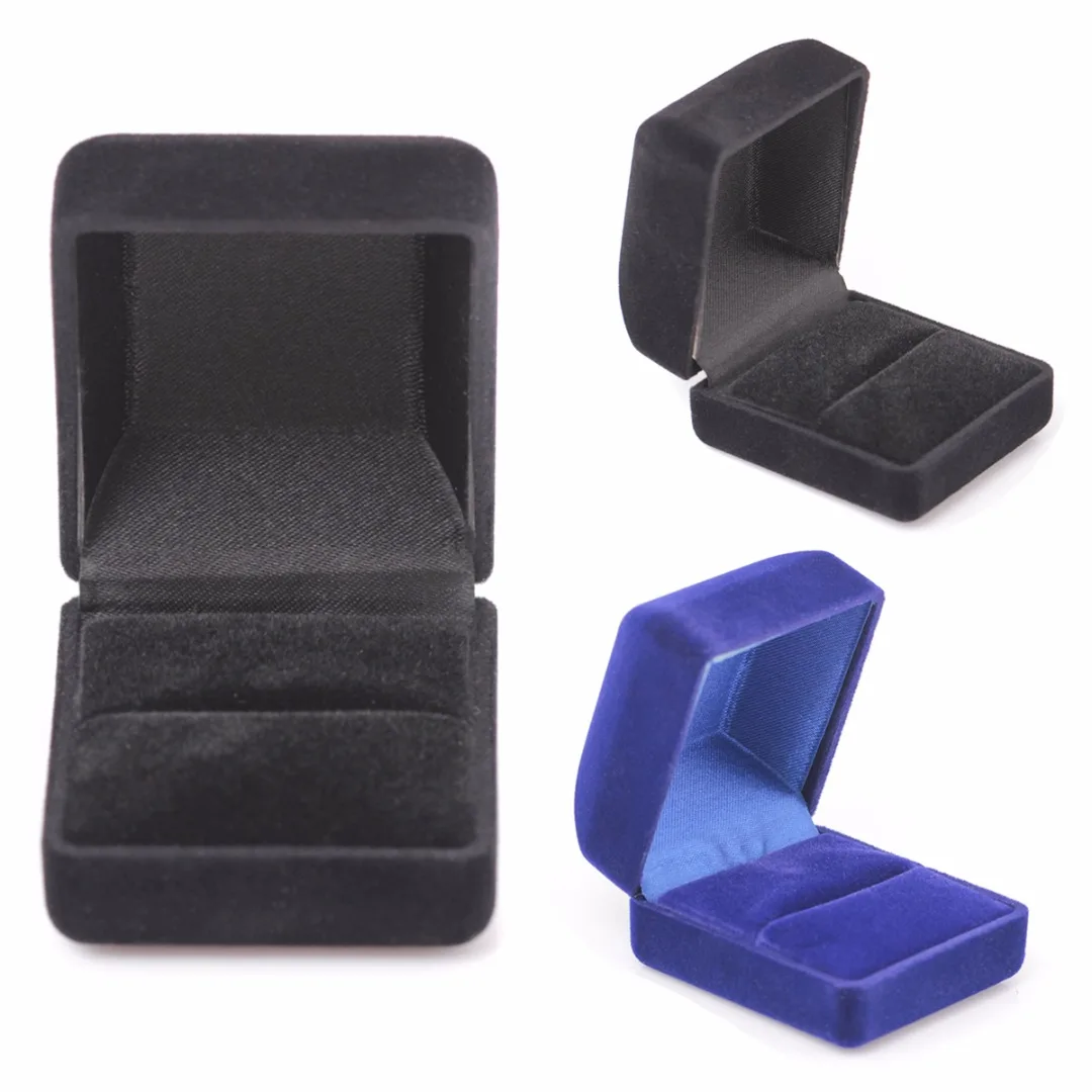 Classic Square Velvet Wedding Ring Earring Necklace Jewelry Storage Gift Box Organizer Display Case Gift Boxes Shellhard