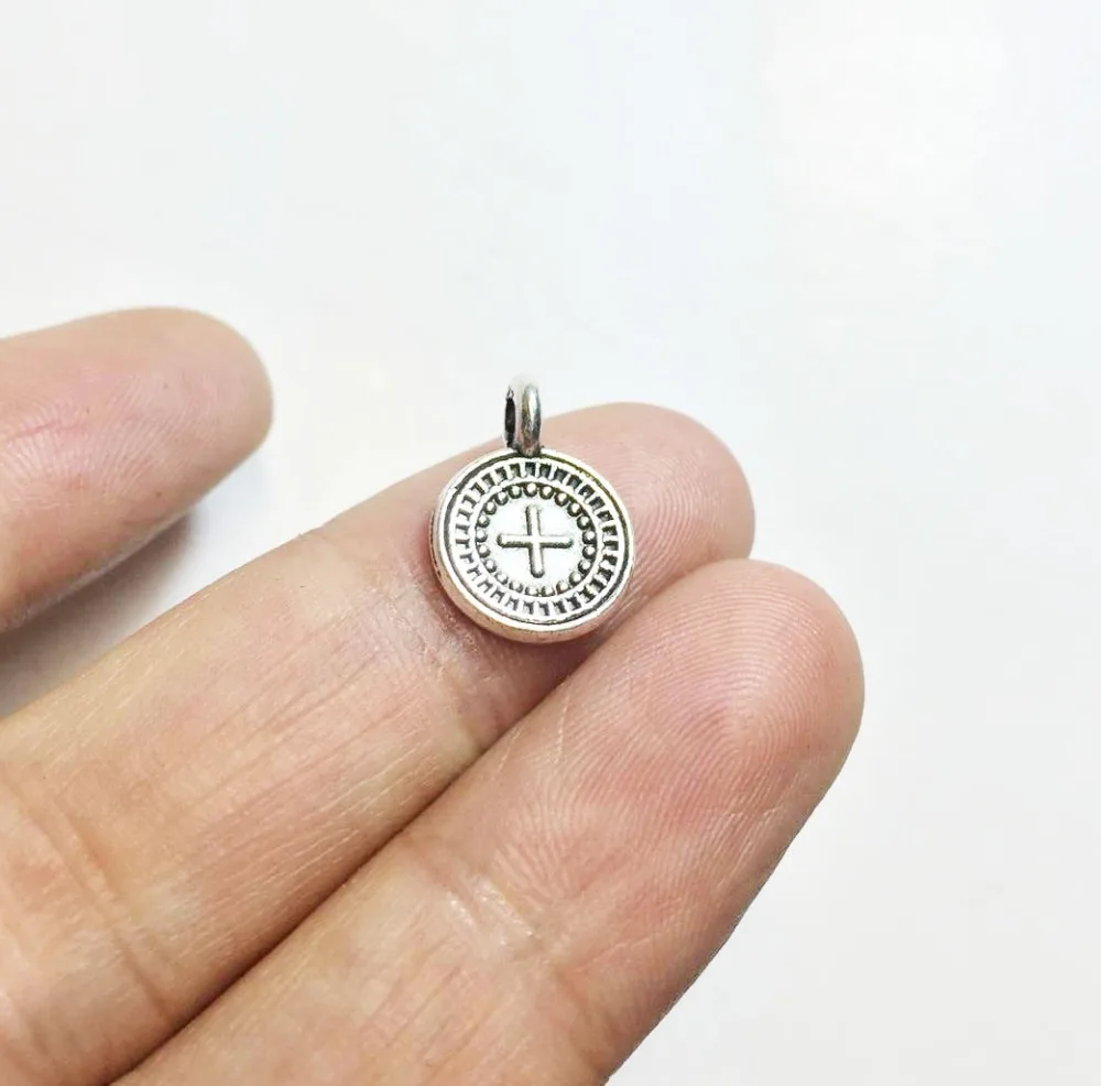 

Eruifa 20pcs 10mm Burnished Cross Coin Charms Zinc Alloy necklace,earring bracelet jewelry DIY handmade
