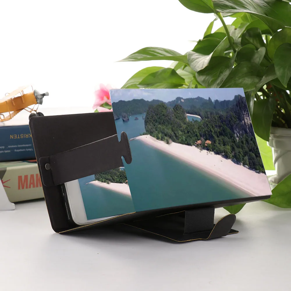 

phone holder 3D Phone Screen Magnifier Stereoscopic Amplifying Desktop foldable Leather Bracket mobile holder tablet holder