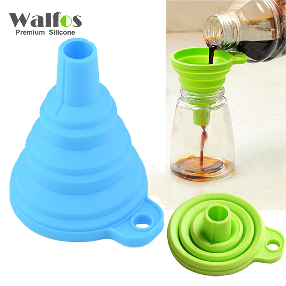 

WALFOS High Quality 1pc New Mini Silicone Gel Foldable Collapsible Style Funnel Hopper Kitchen cooking tools