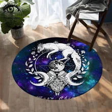 Wolf Galaxy от Pixie Cold Art круглый ковер Луна ребенок черный коврик для спальни белая лиса напольный коврик планета Нескользящая алфомбра 150 см