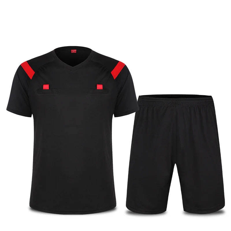 

New Referee Soccer suit short sleeve umpire jersey & shorts Football rofessional competition tracksuit