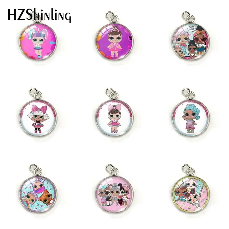 Милая мультяшная кукла милые девушки круглые подвески из нержавеющей стали стеклянный купол для ювелирных украшений мультфильм Кукла Иску...