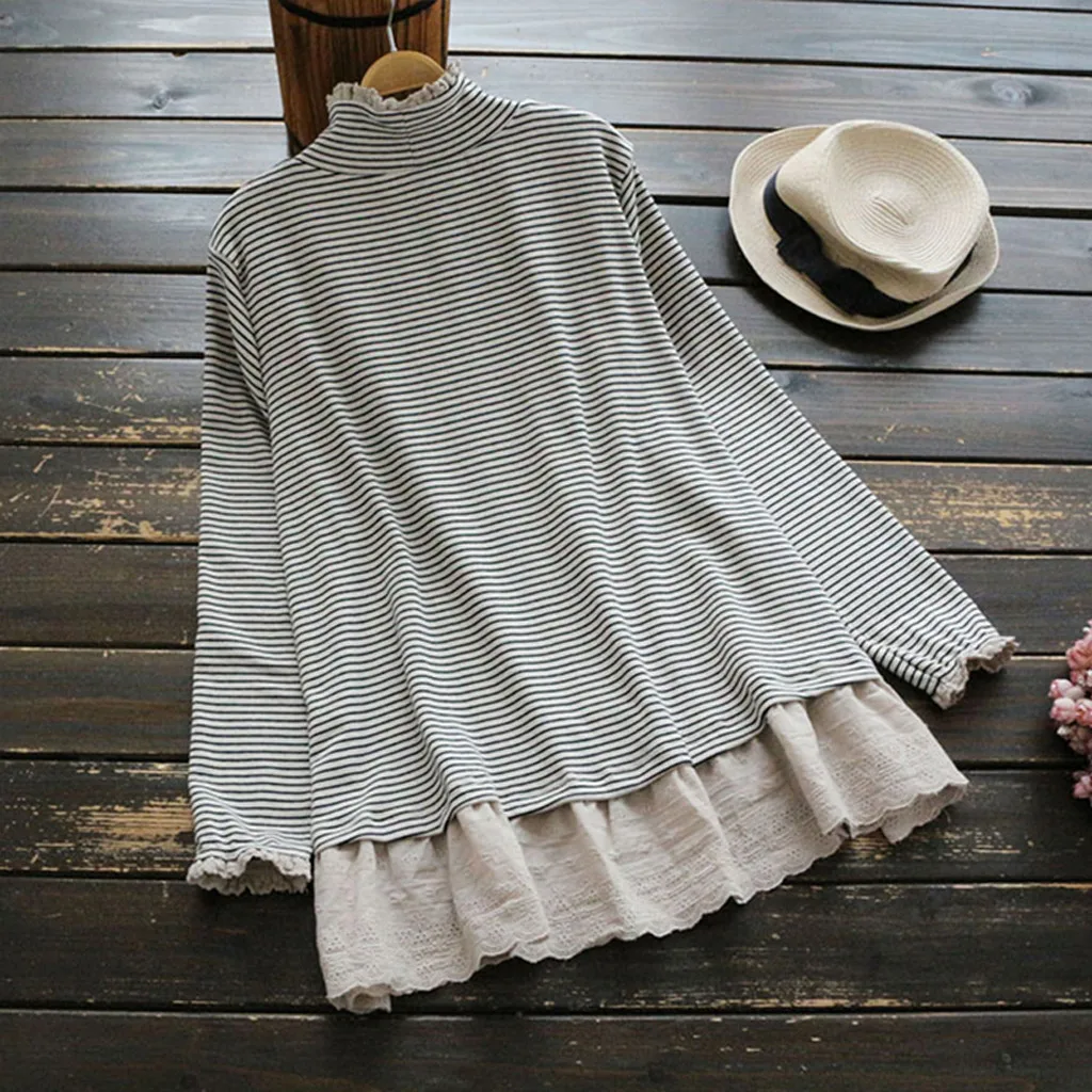 

Summer 2019 Blouse Women Blusas Women Tops Long Sleeve Striped Print Tops Women Blouses Clothes Tunic Ladies Tops Ropa Mujer