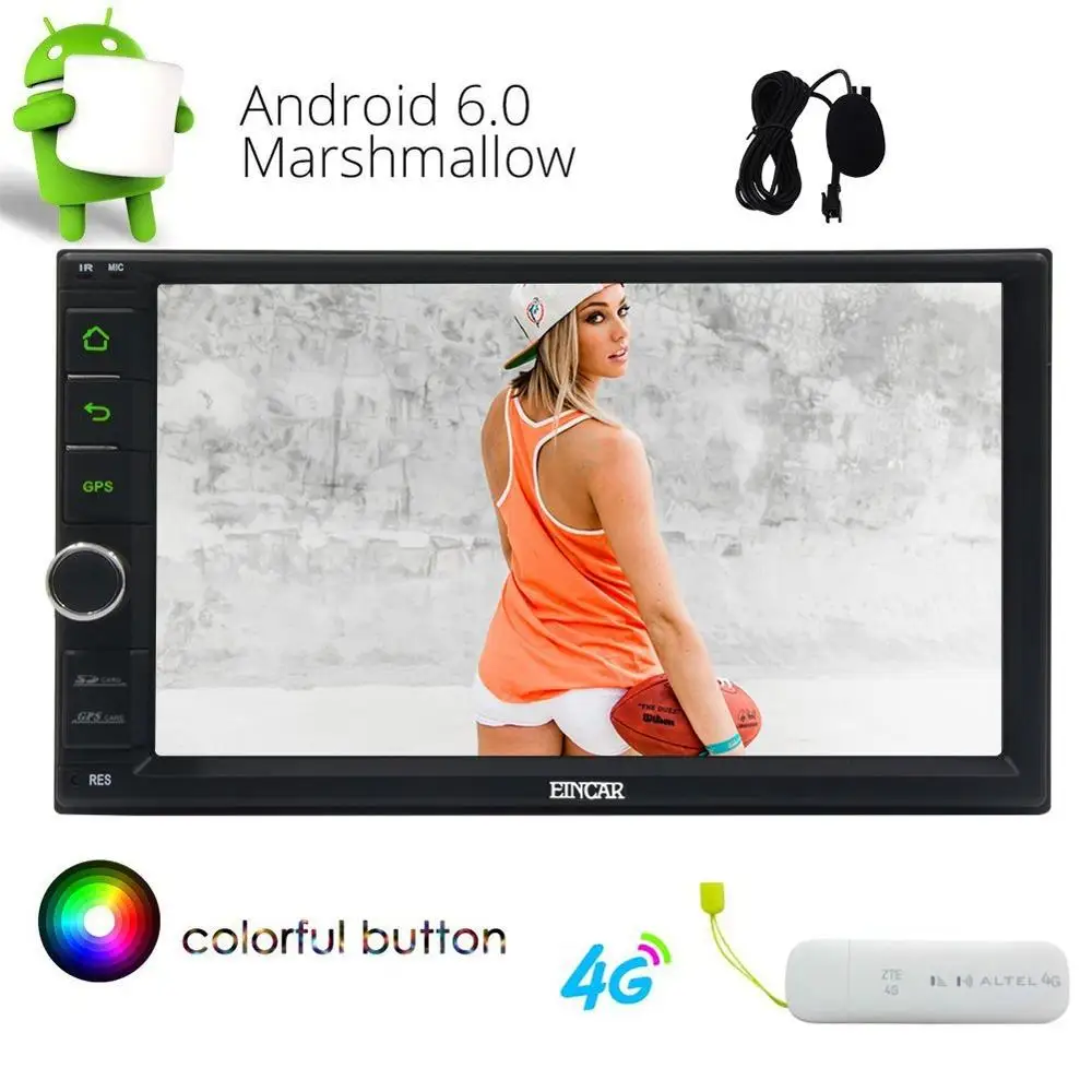 7'' Double Din GPS Stereo Android 6.0 Bluetooth Multi-Touch Screen Car Radio Receiver Audio Player OBD /Mirror Link+4G Dongle |