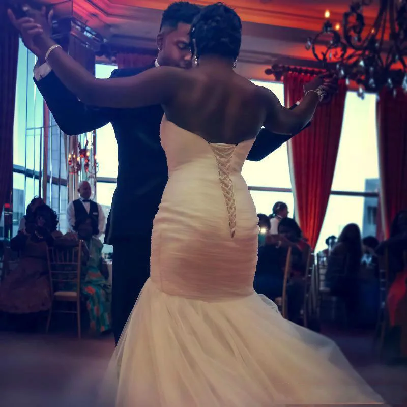 2016-Modern-Stylish-Mermaid-Wedding-Dress-Crystal-Sweetheart-Ruffles-Pleats-White-Tulle-Sweep-Train-African-Bridal (1)