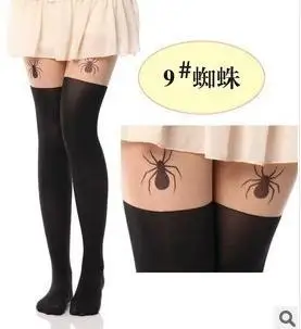 21 стиль; обтягивающие новые женские колготки в стиле Харадзюку; пикантные сапоги до колена с бантом и сердечками; нейлоновые колготки; - Цвет: W024 Spider