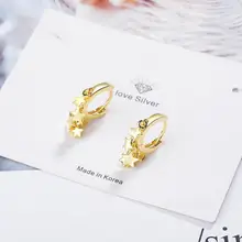 Серьги-гвоздики с подвесками из стерлингового серебра 925 пробы для женщин, серьги-шпильки с крестиком в виде звезды из стерлингового серебра