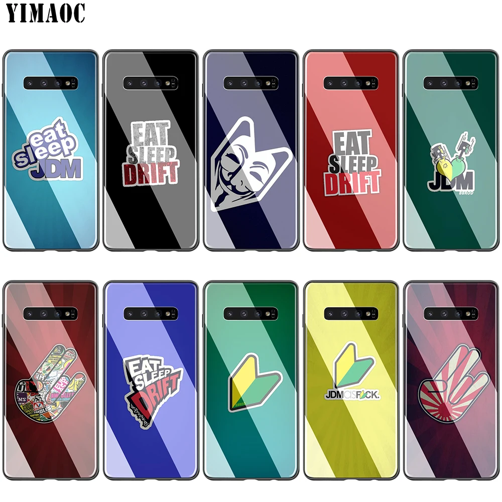 Lavaza Eat Sleep JDM Glass TPU Case for Samsung Note 8 9 S7 S8 S9 S10 A10 A20 A30 A40 A50 A60 A70 Edge Plus | Мобильные телефоны и