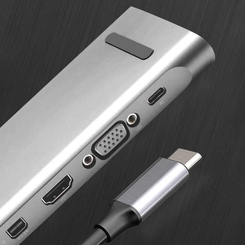 ULT-BEST 10-в-1 3Usb Порты и разъёмы Тип-C концентратор USB док-станция для Поддержка 3,5 мм аудио 4K x 2K Hd mi Vga Rj45 Lan порт Gigabit Sd/Tf Card Reader mi