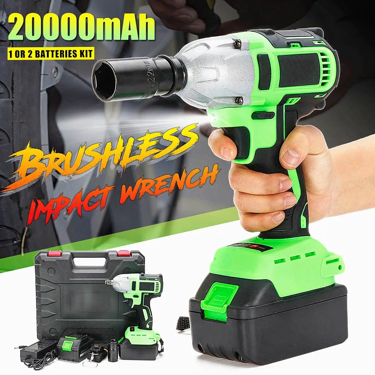 

New Arrival Cordless Electric Wrench 320N.m Impact Socket Wrench 98F 20000mAh Battery Hand Driver Drill Home Repair Power Tools
