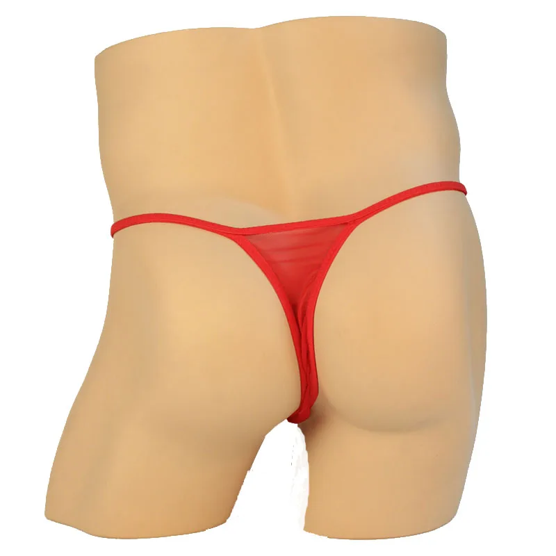 

Free Size Mens Sexy Steel Loop Strap Low-rise Lingerie Mesh Sheer Thongs T-Back G-string Underwear Underpants Black Red