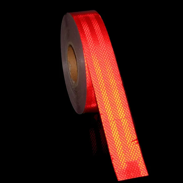 50MMx45.7M Reflecting Tape Fluorescent Red White Vinyl Tape Prismatic Adhesive Film Reflective