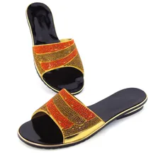 Neue ankunft bunte strass design damen pumpen Afrikanische sandale schuhe für party gold, größe 37-43!! DD1-57