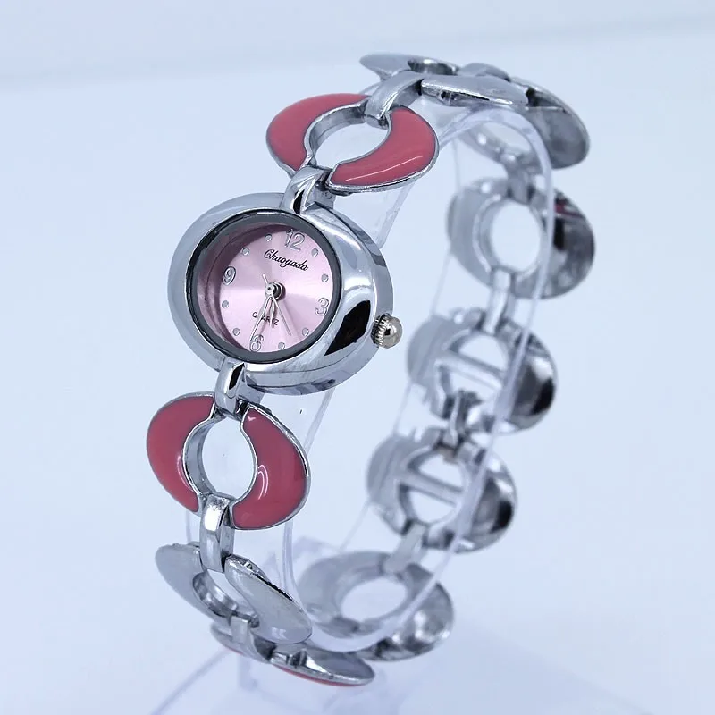 10 шт./партия цена модные разноцветные Серебряный ремешок женские часы Подарки Кварцевые аналоговые наручные часы O14M10