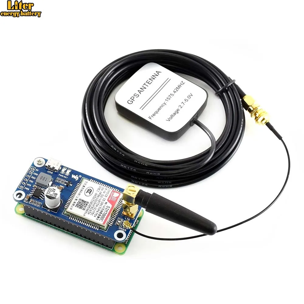 Шляпа Waveshare NB-IoT/eMTC/EDGE/GPRS/GNSS для RPi Zero/Zero W/Zero WH/2B/3B/3B + на основе SIM7000C поддерживает TCP