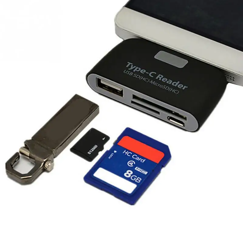 4 в 1 ABS USB 3,1 type C USB-C TF Micro SD OTG кард-ридер для Macbook Phone Tablet