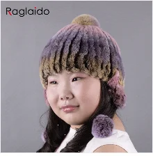 Вязаные шапки с натуральным кроличьим мехом для мальчиков и девочек 4-10 лет, набор шарфов, зимний подлинный натуральных мех, шапка с помпонами, шапочки, шарф LQ11260