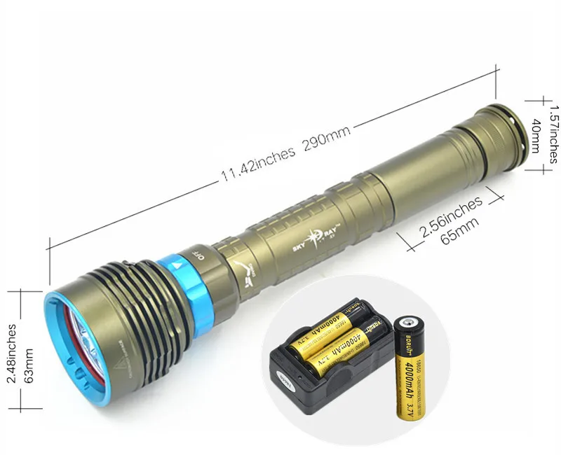

14000lm 7x XM-L L2 LED 18650/26650 Diving Scuba Flashlight Torch Underwater 200m Lamp + 3x 18650 Battery + Charger