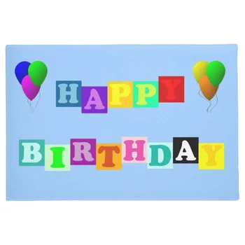 

Personality Happy Birthday With Balloons Doormat Home Decoration Entry Non-slip Door Mat Rubber Washable Floor Carpet