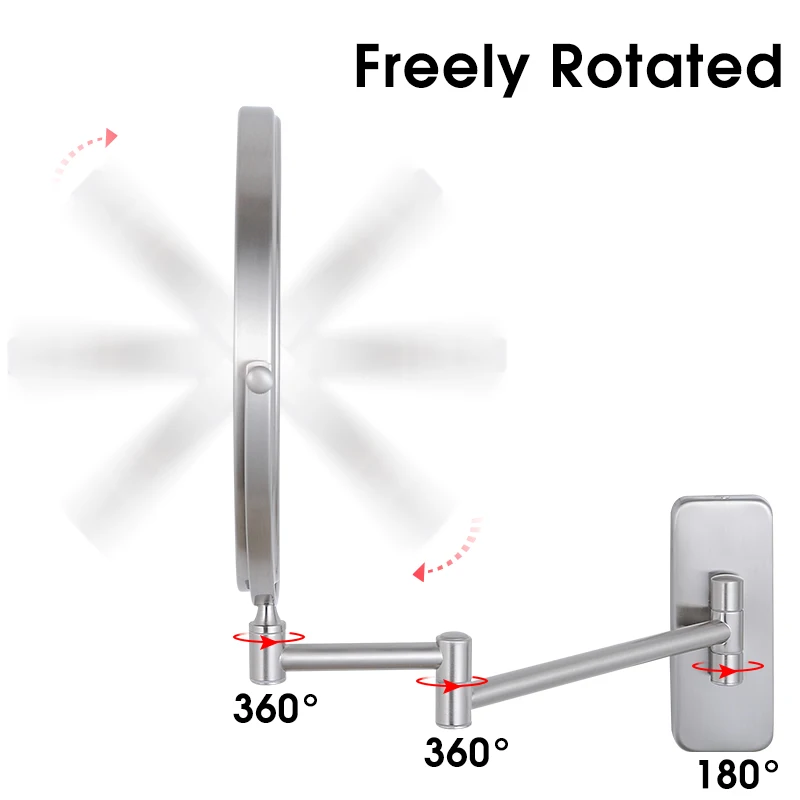 Gulun зеркало для макияжа увеличительное 10x 7x 5x 3x настенное крепление для ванной поворотное зеркало для бритья вращающееся выдвижное Матовый никель M1406N